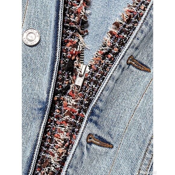 Current/Elliott The Charmer Tweed & Denim Jacket - Picture 6 of 15